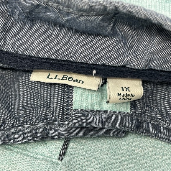 L.L. Bean Sweatshirt Women's 1X Teal Rugby 1/4 Henley Button Pullover Cotton - Picture 5 of 8